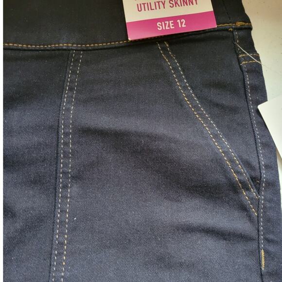 NWT Hi Rise Pull On Utility Jeans Womens Jeggings Skinny Comfort Size 12 - Picture 7 of 8